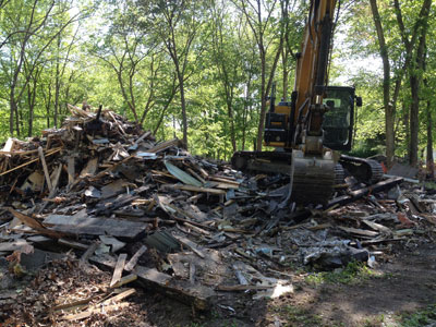Clearing with excavator